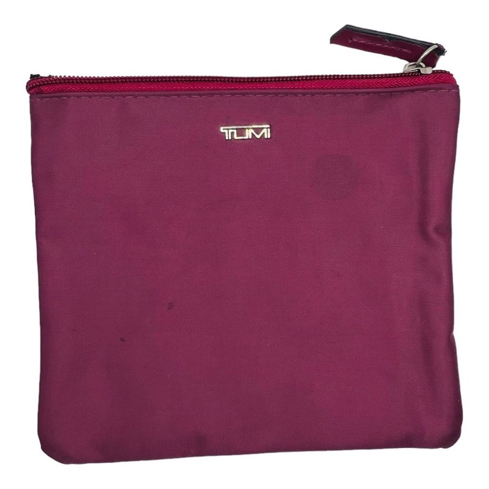 TUMI For Delta Canvas Burgundy Travel Makeup Bag 6.5" Wide x 6" Tall